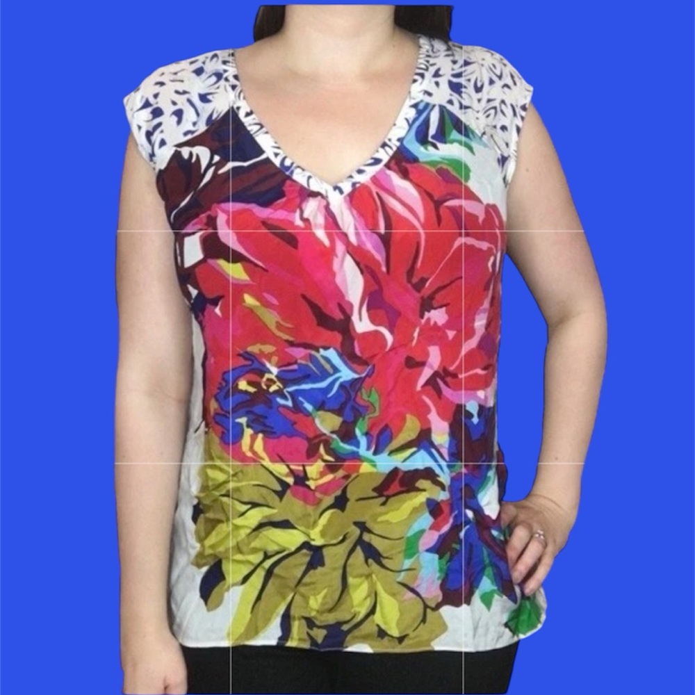 🌺 ANTHROPOLOGIE! “MIXED BOUQUET” MAEVE GORGEOUS 100% SILK FLORAL TOP!